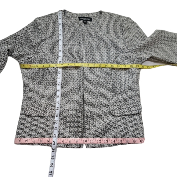 Perceptions New‎ York Women's Blazer Size 12 Grey, Black, White 3/4 qrt sleeves - Picture 8 of 14